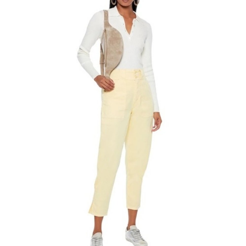 Joie Women's Mirenda Slim Crop Yellow Cargo Pants Size 2